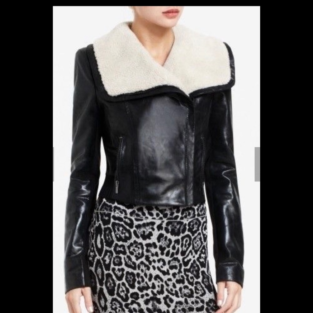 BCBG crop jacket leather